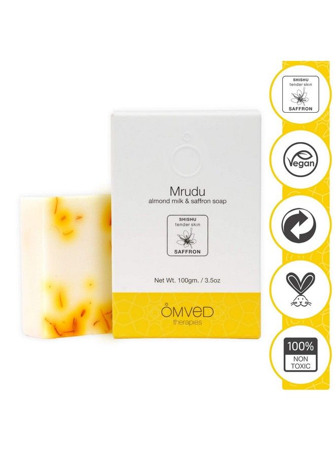 Mrudu Almond Milk And Saffron Extra Moisturizing Baby Soap 100G (Pack Of 2)