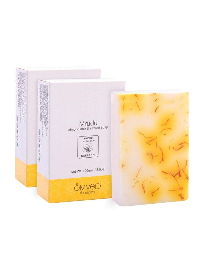 Mrudu Almond Milk And Saffron Extra Moisturizing Baby Soap 100G (Pack Of 2)