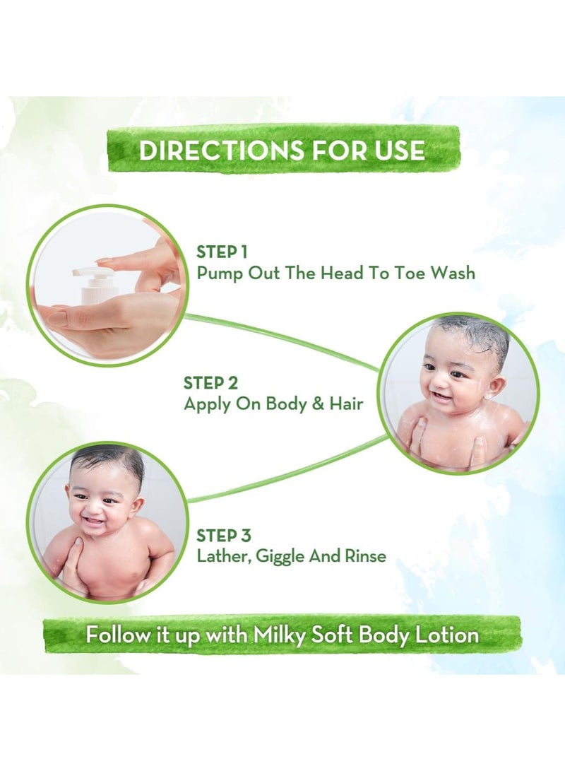 Mamaearth Milky Soft Head to Toe Wash With Oats, Milk, and Calendula for Babies- 400 ml