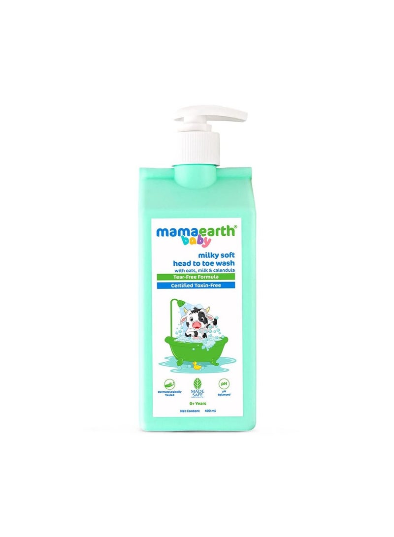 Mamaearth Milky Soft Head to Toe Wash With Oats, Milk, and Calendula for Babies- 400 ml