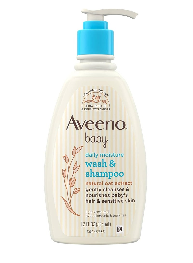 Aveeno Baby daily moisture gentle body wash & shampoo with oat extract 2-in-1 baby bath wash & hair shampoo tear & paraben free for hair & sensitive skin lightly scented 12 fl. oz