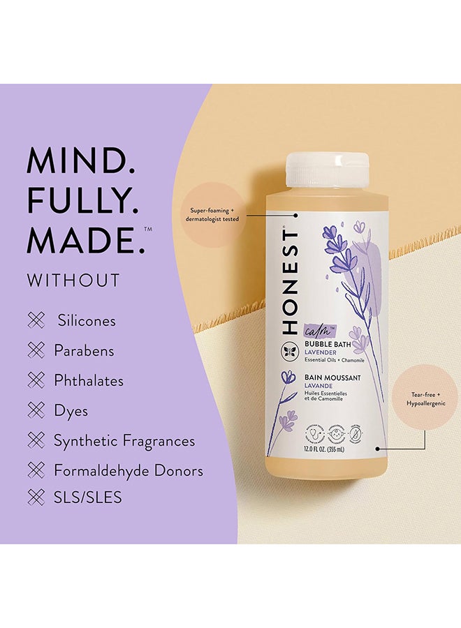 The Honest Company Foaming Bubble Bath | Gentle for Baby | Naturally Derived, Tear-free, Hypoallergenic | Lavender Calm, 12 fl oz