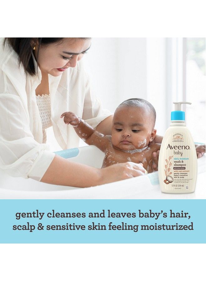 Baby Daily Moisturizing 2In1 Wash & Shampoo Baby Body Wash & Shampoo With Shea Butter & Oat Extract Gently Cleanses Baby Sensitive Skin & Scalp Gentle Coconut Scent 12 Fl. Oz