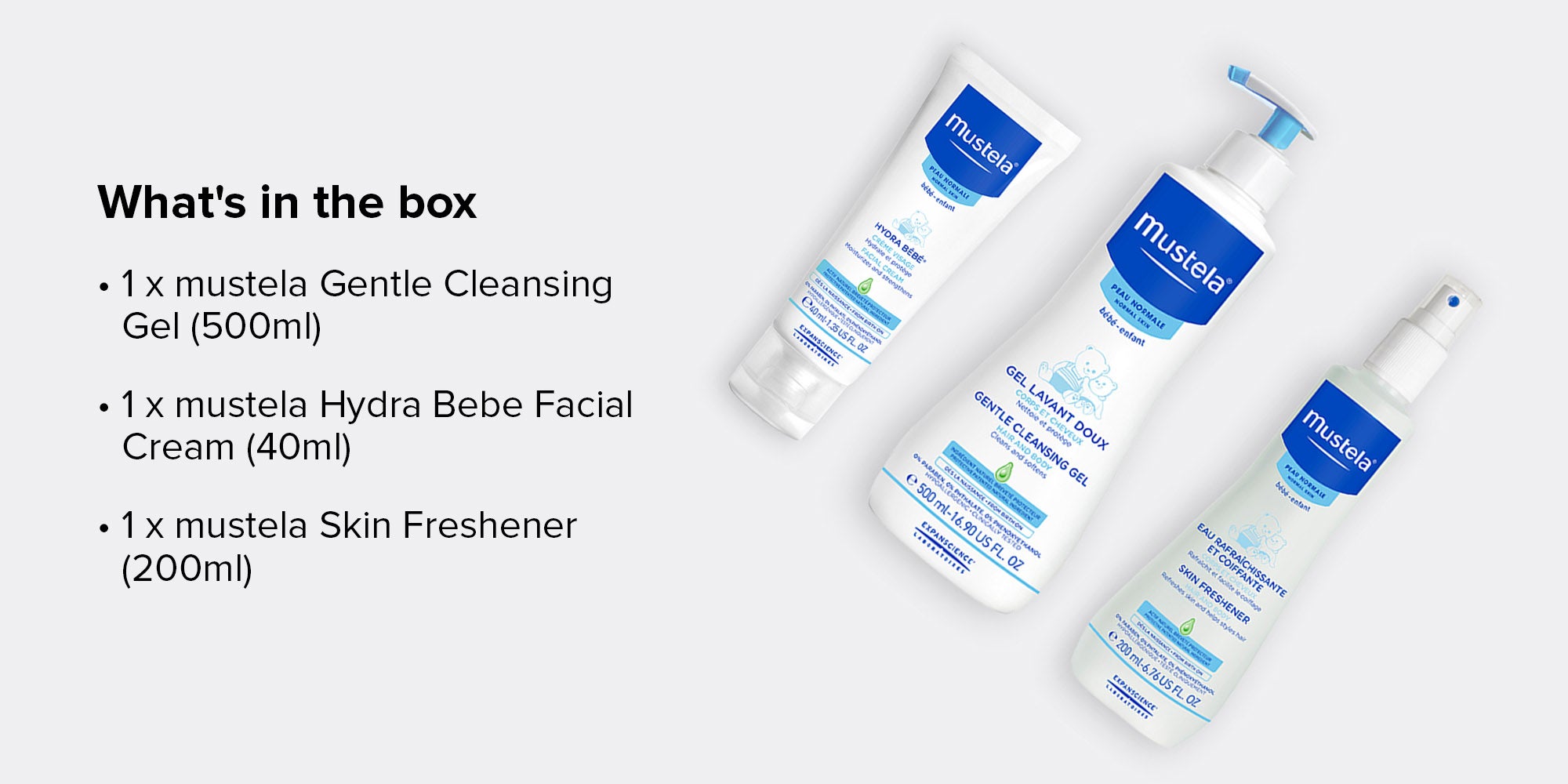 Pack Of 3 Baby Cleansing And Hydration Essentials Cleansing Gel, Face Cream, Skin Freshener