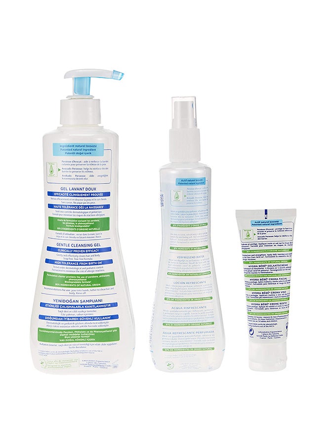 Pack Of 3 Baby Cleansing And Hydration Essentials Cleansing Gel, Face Cream, Skin Freshener