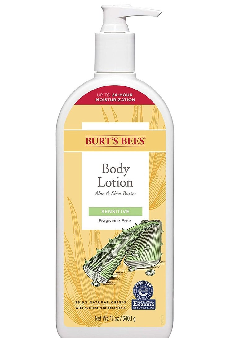 Burt's Bees Body Lotion for Sensitive Skin with Aloe & Shea Butter, 12 Oz