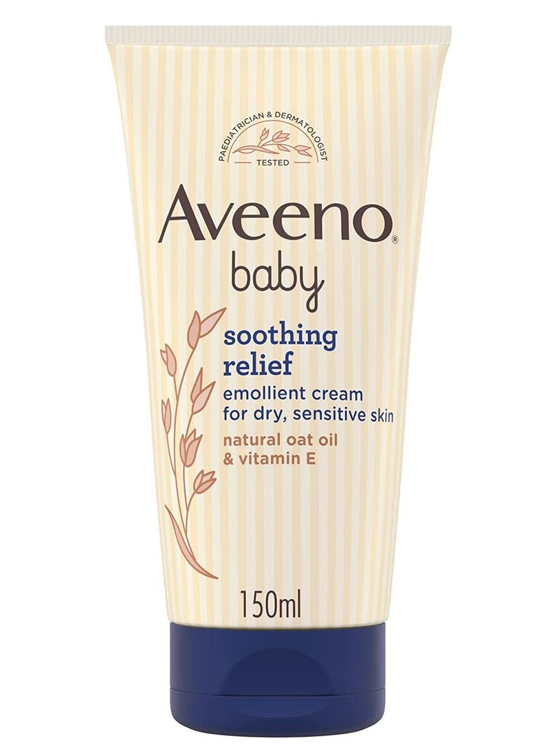 Aveeno Baby Soothing Moisturizing Ear Relief Cream, 150 ml, baby cream suitable for dry, sensitive, itchy skin and eczema, free of sulfates, soap and dyes, pH balanced, gentle and moisturizing