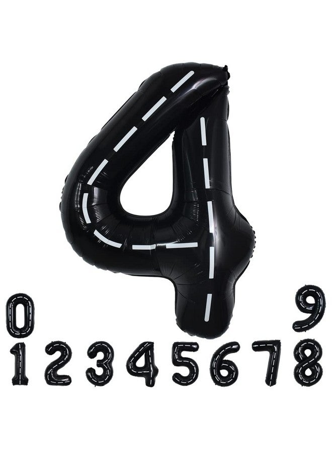 Race Car Black Balloons Car Birthday Party Supplies40 Inch Giant Jumbo Helium Foil Mylar Big Number 4 Digital Four Balloons For Boys Monster Truck Jam Car Theme Party Decorations