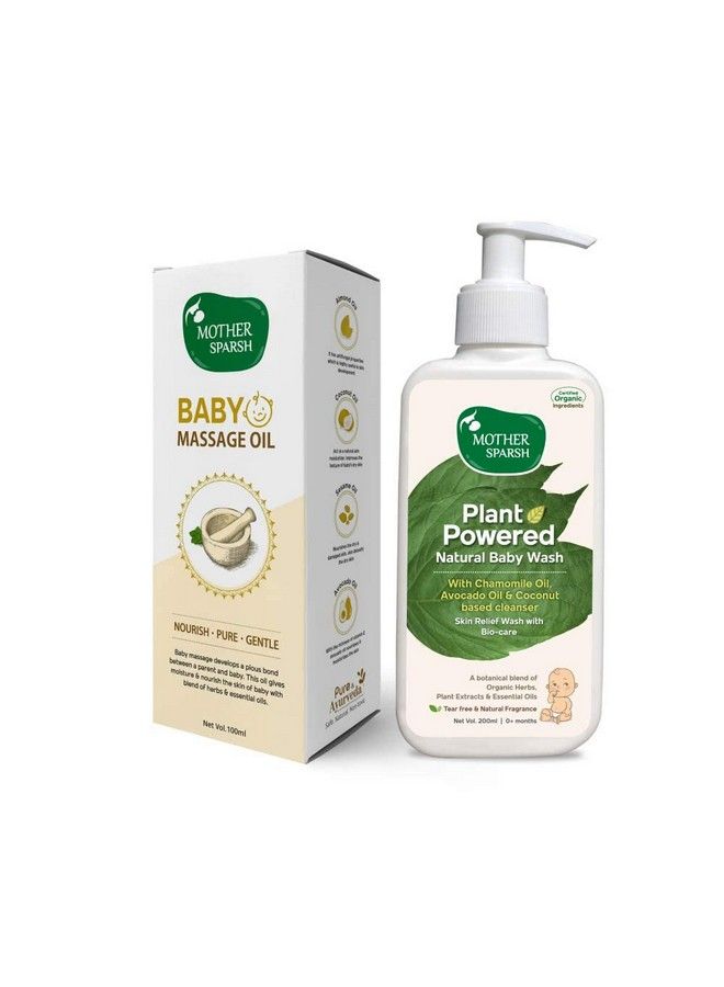 Ayurvedic Baby Massage Oil 18 Herbal Extracts And Oils Lajjalu Tagar Almond & Avo + Plant Powered Natural Baby Wash 200 Ml