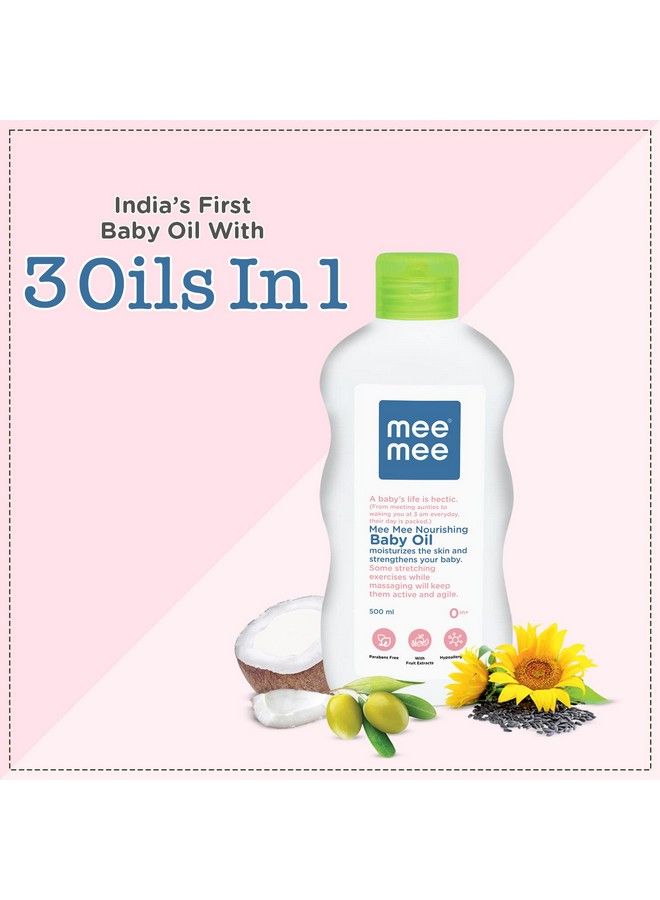 3 In 1 Baby Oil With Goodness Of Sunflower Coconut And Olive Oils For Soft And Smooth Skin Of Baby(500Ml)