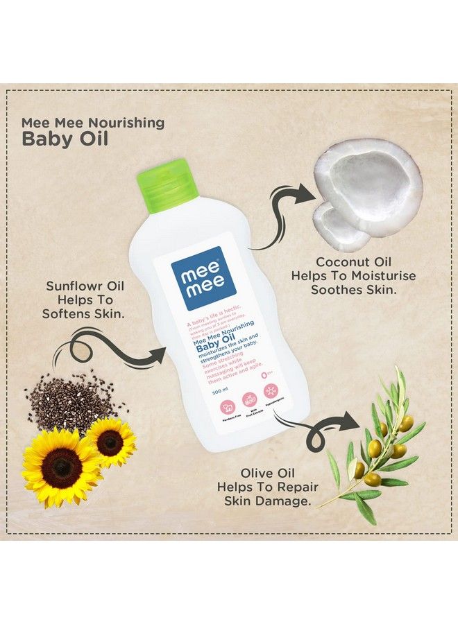 3 In 1 Baby Oil With Goodness Of Sunflower Coconut And Olive Oils For Soft And Smooth Skin Of Baby(500Ml)