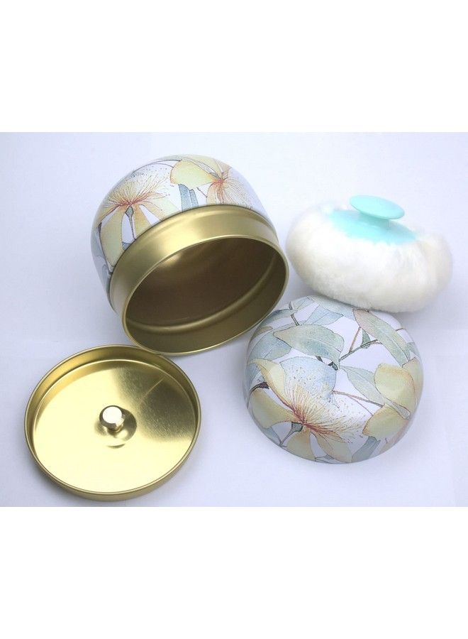 Powder Case With Powder Puff For Body Powder Container Dusting Powder Case For Baby&Mom (Gloden Flower)