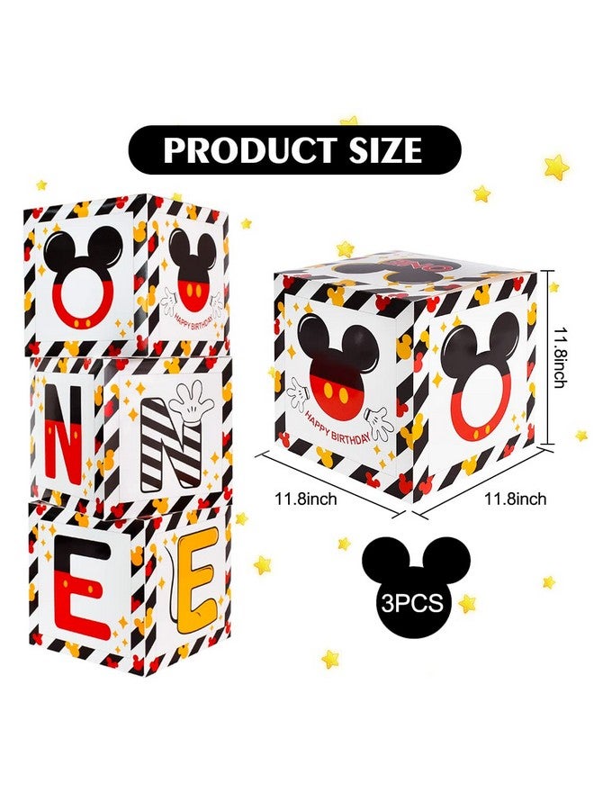 Mouse 1St Birthday Party Supplies Red Yellow Black Balloon Box With Letters，Mouse Cartoon Theme One Years Old Birthday Party Favors For Kids Baby Shower First Birthday Decoration