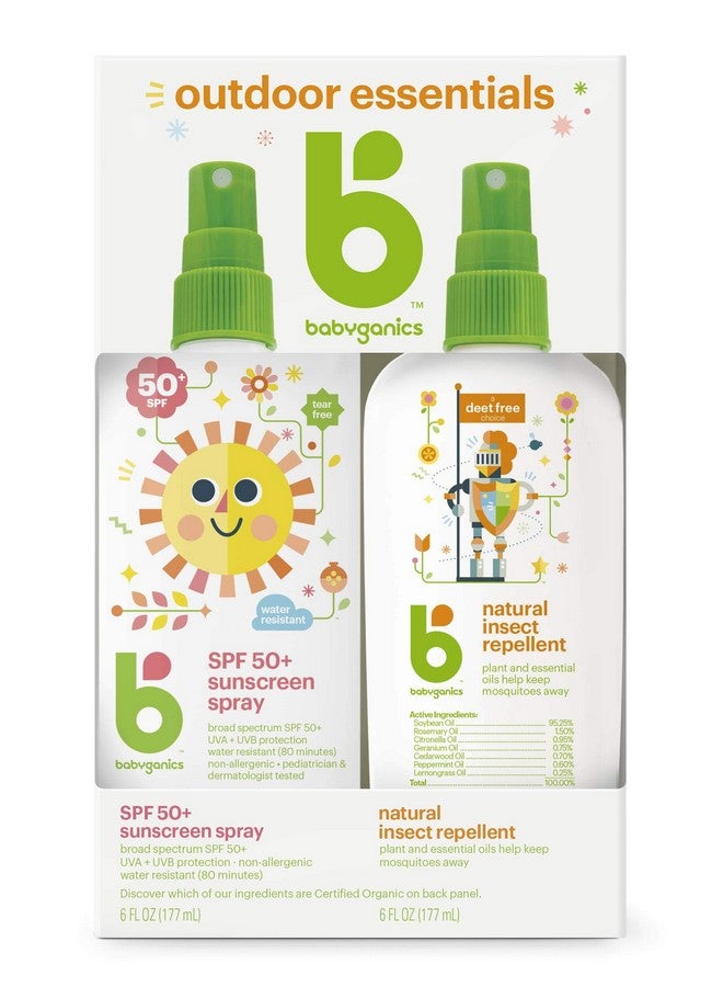 Abyganics 50 Spf Baby Sunscreen Spray And Bug Spray ; Octinoxate & Oxybenzone Free ; Deet Free 6Oz Each Combo 2 Pack