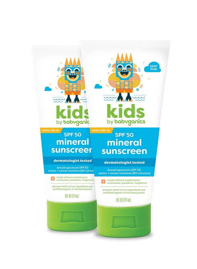 Abyganics Spf 50 Kids Sunscreen Lotion ; Uva Uvb Protection ; Octinoxate & Oxybenzone Free ; Water & Sweat Resistant 6 Fl Oz (Pack Of 2)