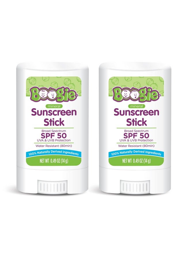 Unscreen Stick By Boogie Block Mineral Sunscreen Spf 50 Travel Size Sunblock For Kids Zinc Oxide Water Resistant Vegan Fragrance Free Pack Of 2