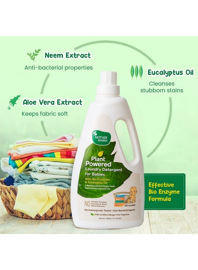 Baby Laundry Liquid Detergent (Powered By Plants) With Bio Enzymes And Eucalyptus Oil Refill Pack (500Ml)