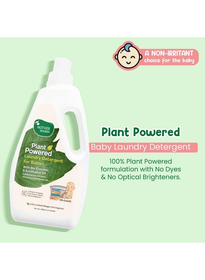 Plant Powered Baby Laundry Liquid Detergent 1Ltr. & Natural Baby Liquid Cleanser With Green Apple & Basil 500 Ml