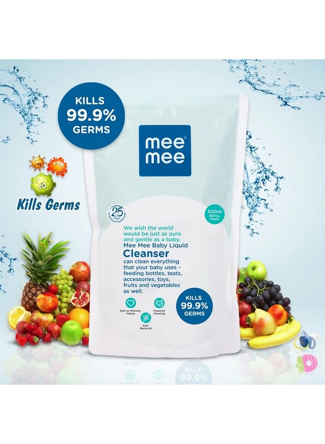 Mee Mee Mild Baby Liquid Laundry Detergent (500Ml Refill Pack) And Mee Mee Anti Bacterial Baby Liquid Cleanser Combo (500 Ml Refill Pack)