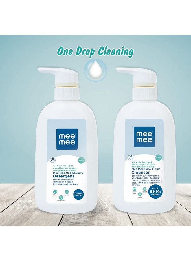 Mee Mee Mild Baby Liquid Laundry Detergent Bottle (500Ml) And Mee Mee Anti Bacterial Baby Liquid Cleanser Bottle (500Ml)