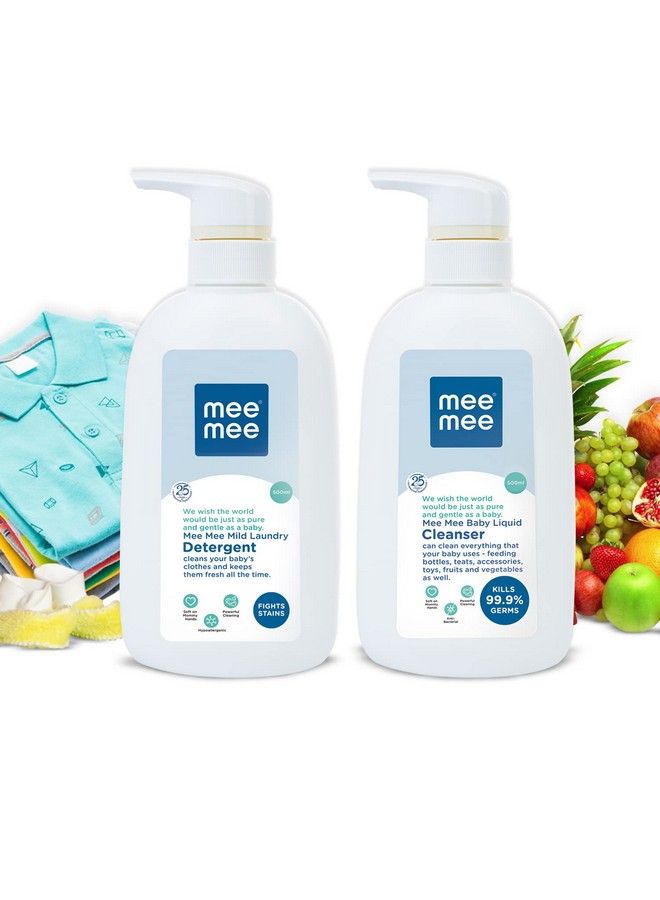 Mee Mee Mild Baby Liquid Laundry Detergent Bottle (500Ml) And Mee Mee Anti Bacterial Baby Liquid Cleanser Bottle (500Ml)