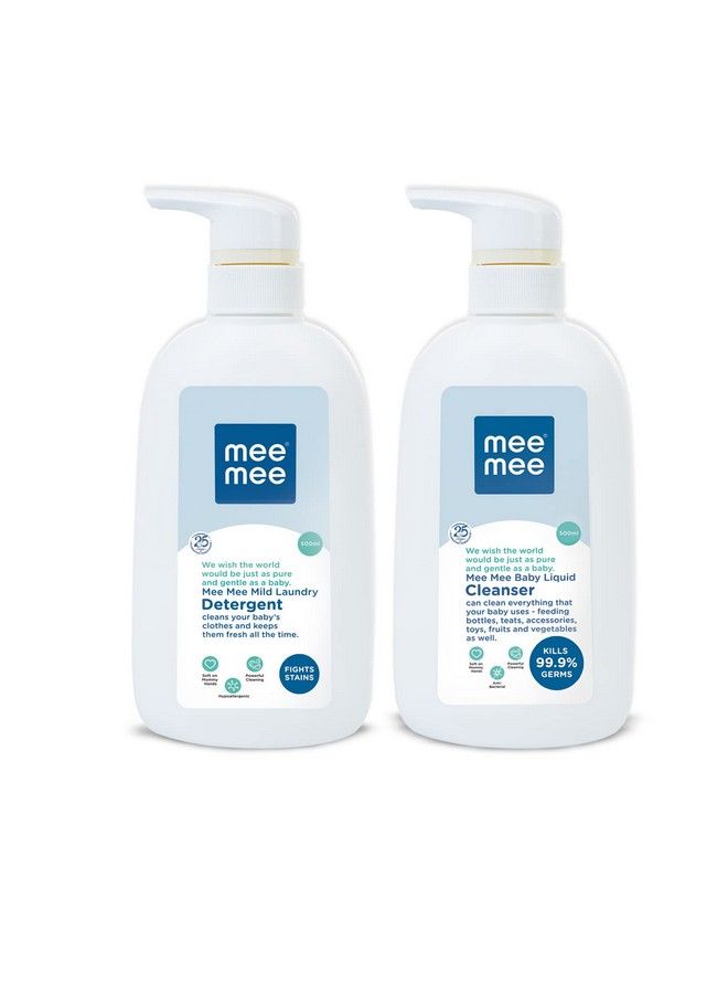 Mee Mee Mild Baby Liquid Laundry Detergent Bottle (500Ml) And Mee Mee Anti Bacterial Baby Liquid Cleanser Bottle (500Ml)