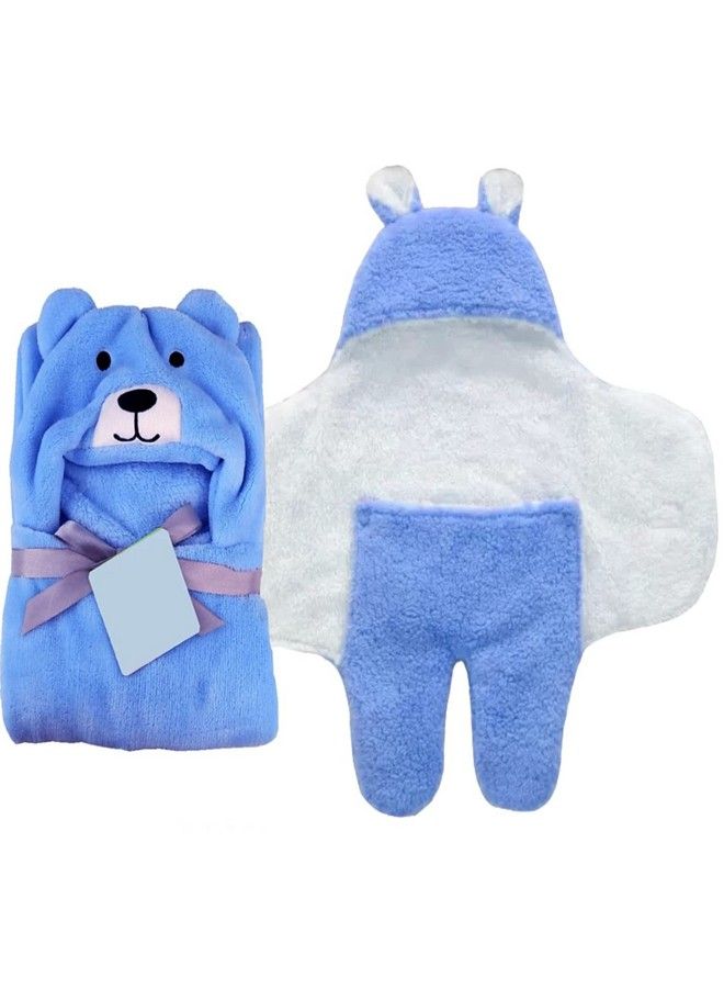 Baby Blankets New Born Combo Pack Of Hooded Wrapper Sleeping Bag And Baby Bath Towel For 0 6 Months Baby Boys And Baby Girls Pack Of 2