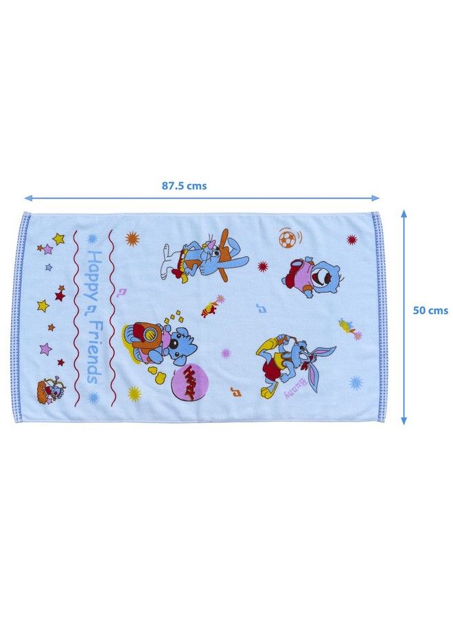 Baby'S Cotton Onesided Terry Absorbent Cute Bunny Super Soft Towel 89 By 50.8 Cms Pink Yellow And Bluepack Of 3