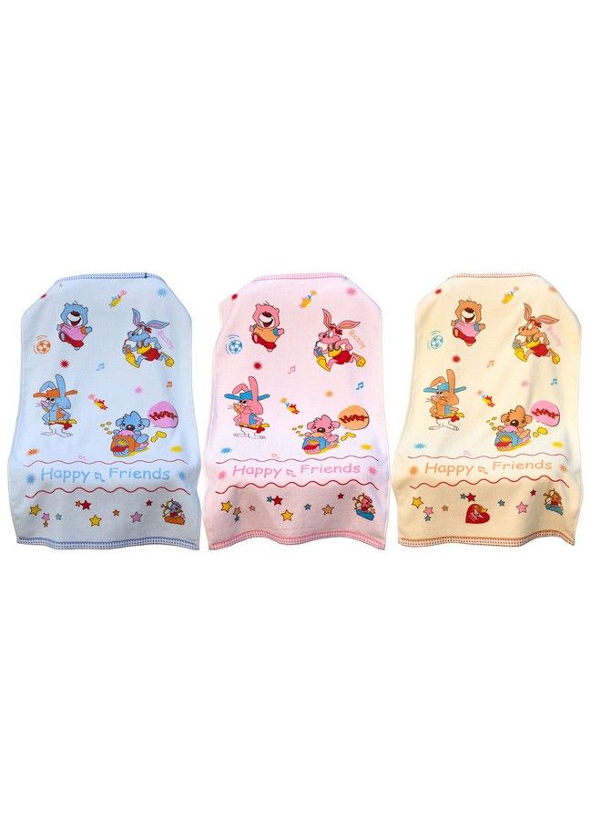 Baby'S Cotton Onesided Terry Absorbent Cute Bunny Super Soft Towel 89 By 50.8 Cms Pink Yellow And Bluepack Of 3
