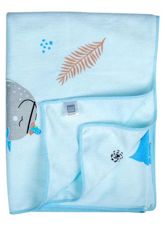 Micro Fibre Cotton Cloth Premium Baby Washcloth For New Born Reusable Quick Absorbent Extra Soft Face Towels For Kids Baby Toddlers Infants New Born Babies Without Hood Pack Of 1(Blue)
