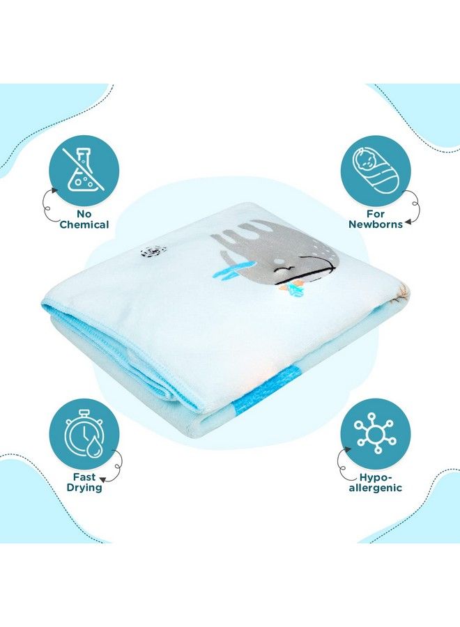 Micro Fibre Cotton Cloth Premium Baby Washcloth For New Born Reusable Quick Absorbent Extra Soft Face Towels For Kids Baby Toddlers Infants New Born Babies Without Hood Pack Of 1(Blue)