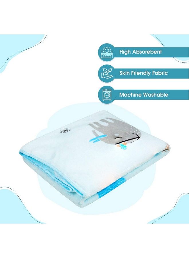 Micro Fibre Cotton Cloth Premium Baby Washcloth For New Born Reusable Quick Absorbent Extra Soft Face Towels For Kids Baby Toddlers Infants New Born Babies Without Hood Pack Of 1(Blue)