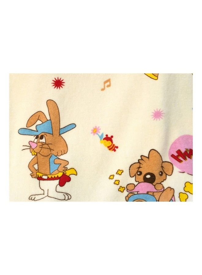 Baby'S Cotton One Sided Terry Absorbent Cute Bunny Super Soft Towel 89 By 50.8 Cms Yellow