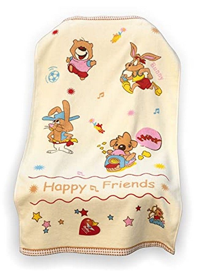 Baby'S Cotton One Sided Terry Absorbent Cute Bunny Super Soft Towel 89 By 50.8 Cms Yellow