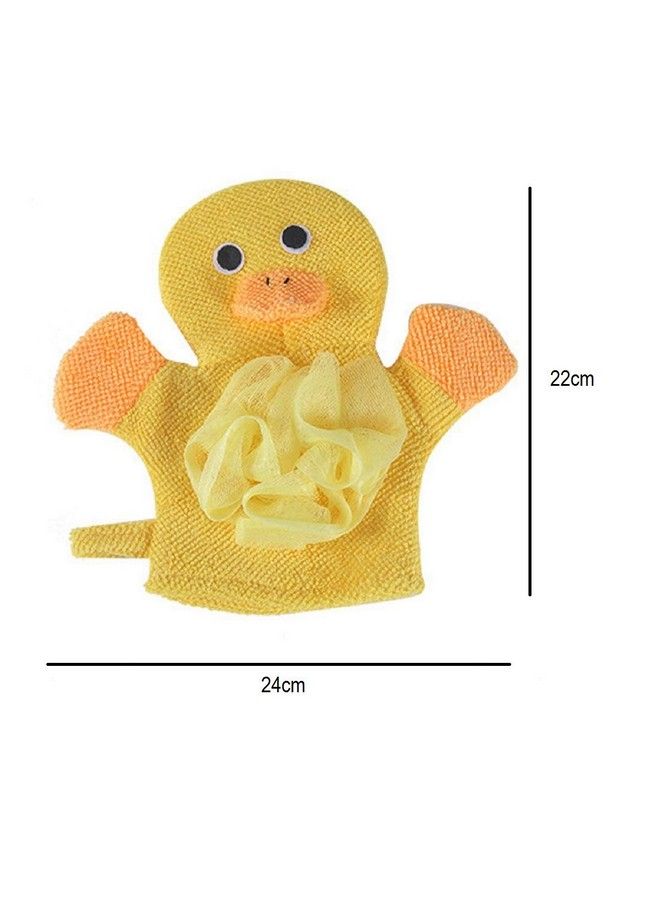 Duck Face Cartoon Bathing Gloves Children Cartoon Bath Towel Baby Bath Gloves(Yellow)
