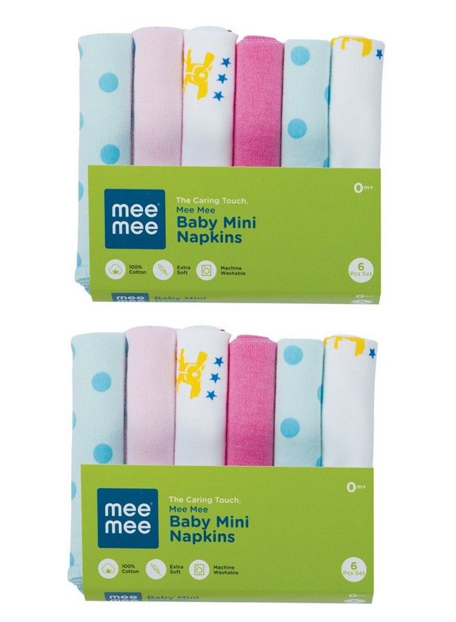 Baby Mini Napkins (Set Of 6) ; Soft Absorbent Cotton Napkins