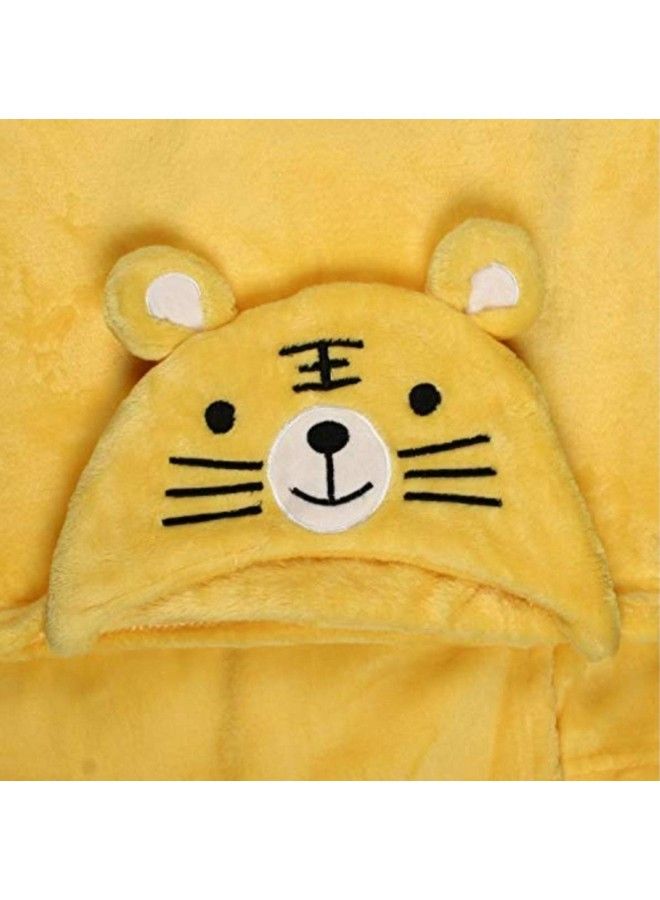Baby'S Tiger And Angry Bird Design Hooded Wrapper Cum Towel ( Yellow And Red )Pack Of 2