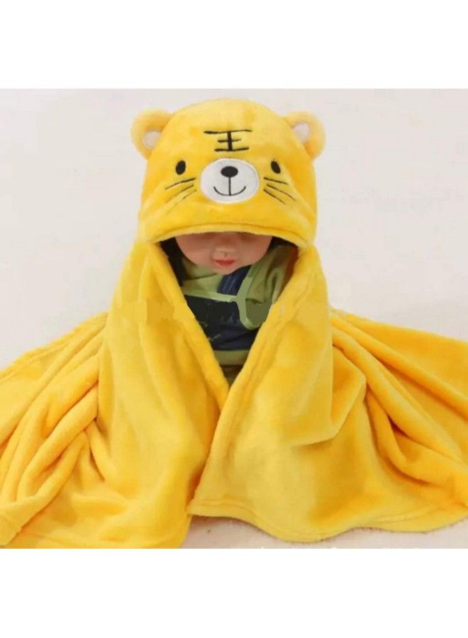 Baby'S Tiger And Angry Bird Design Hooded Wrapper Cum Towel ( Yellow And Red )Pack Of 2