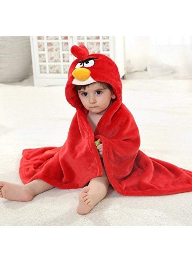 Baby'S Tiger And Angry Bird Design Hooded Wrapper Cum Towel ( Yellow And Red )Pack Of 2