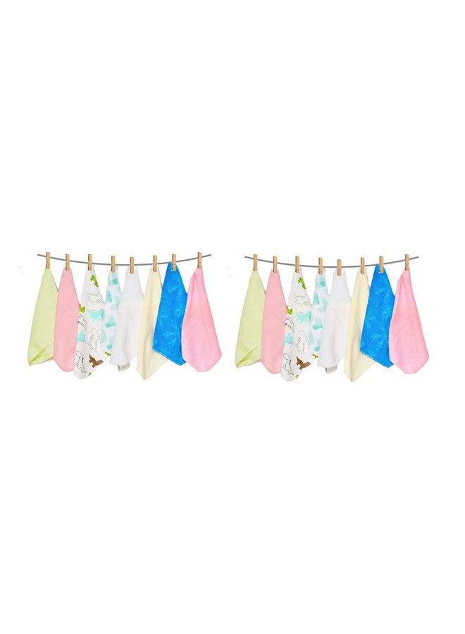 100% Hosiery Cotton Reusable Extra Soft Face Towels Washcloth For New Born Babies Print May Vary (Multicolor Pack Of 16)