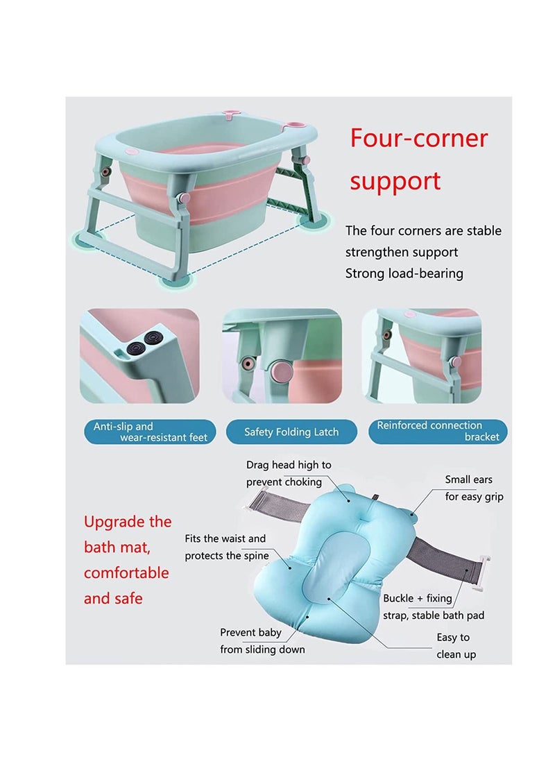 Portable And Foldable Non Slip Infant Baby Tub Green