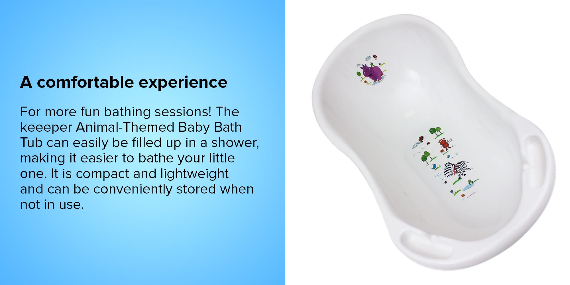 Portable Animal-Themed Curved Design Convenient Bath Tub For Baby - White