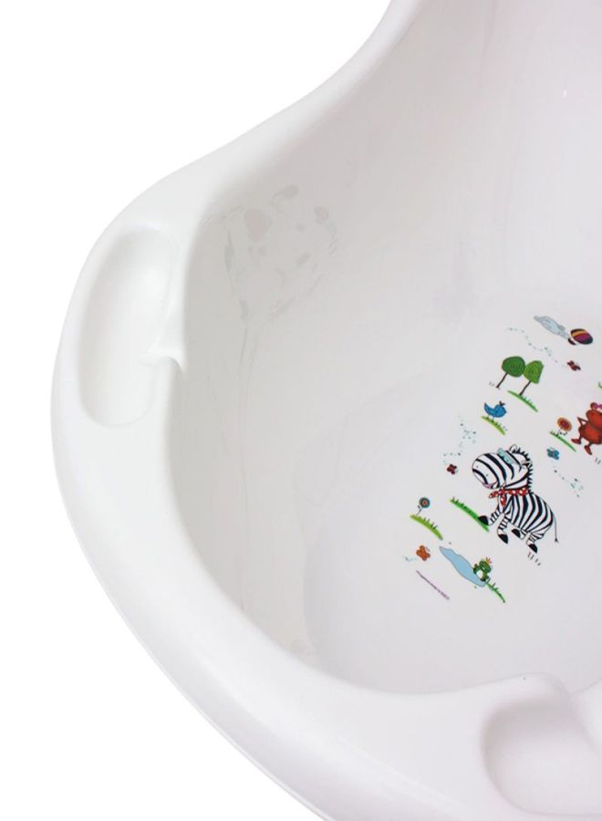 Portable Animal-Themed Curved Design Convenient Bath Tub For Baby - White