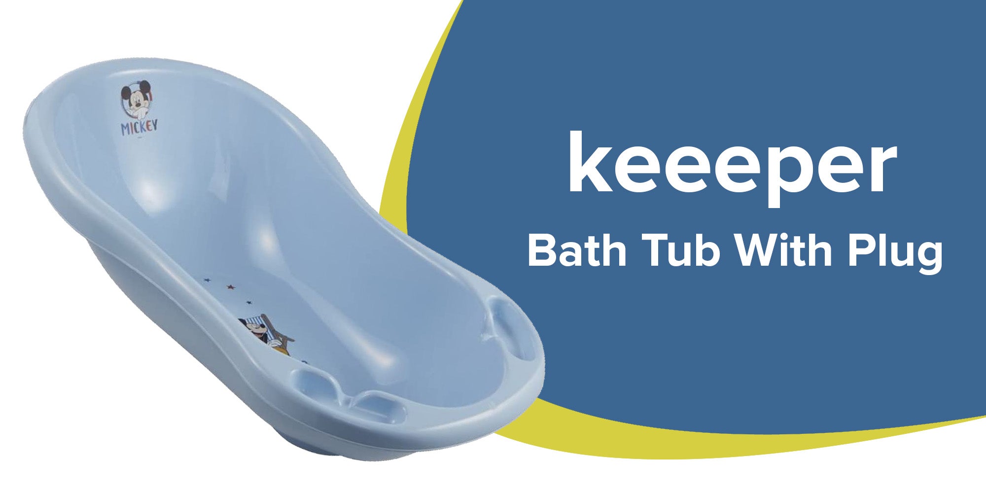 Mickey Baby Bath Tub With Plug - Sky Blue