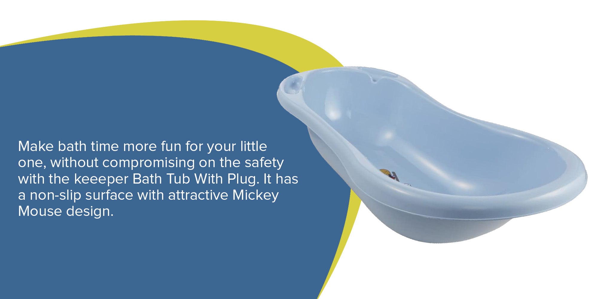 Mickey Baby Bath Tub With Plug - Sky Blue