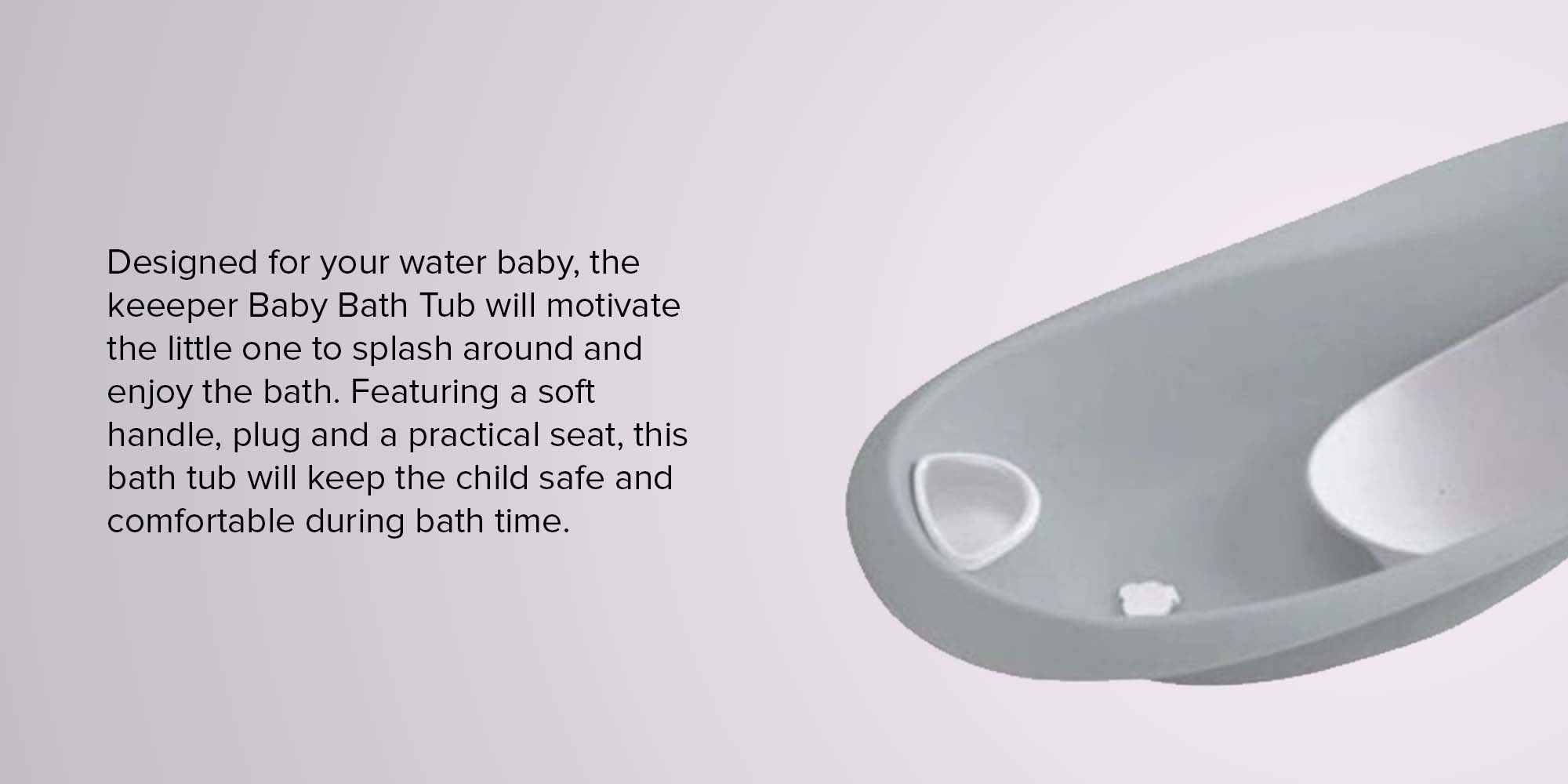 Baby Bath Tub With Plug - Grey/White