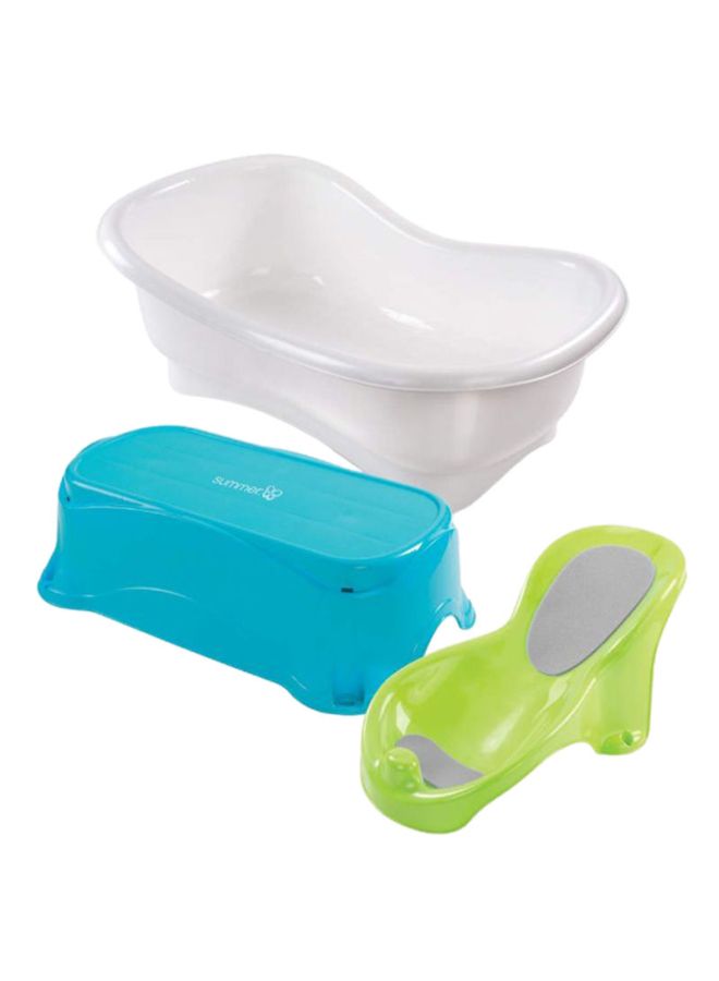 3-In-1 Comfort Height Bath Center With Step Stool - Green/Blue/White