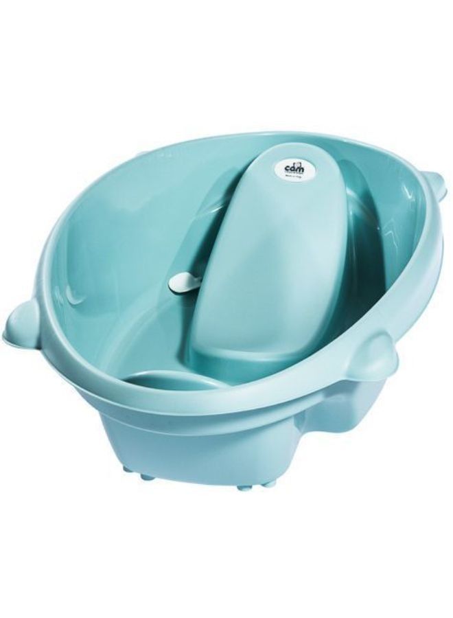 Portable Bollicina Baby Bath Tub From 0-12 Months, Support Feet And Plug To Drain Water, For Newborn - Blue