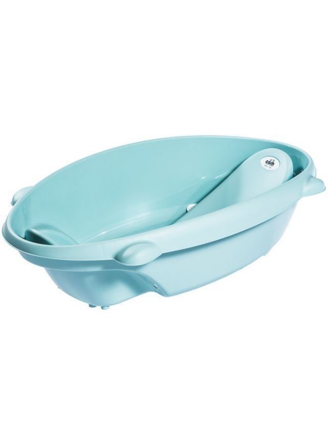 Portable Bollicina Baby Bath Tub From 0-12 Months, Support Feet And Plug To Drain Water, For Newborn - Blue