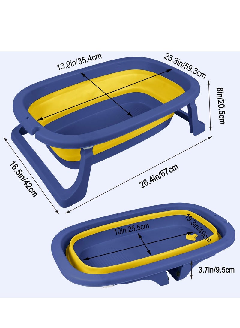 Baby Bathtub Portable With Baby Cushion, Collapsible Toddler Bath Tub for Kids, Foldable Infant Shower Basin, Anti Slip Skid Proof New Born Toddler Bathing Support | Bath Organizers, 0-2 Years